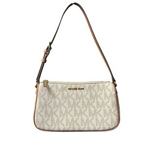 Michael Kors Monogram Cream and Tan Shoulder Bag